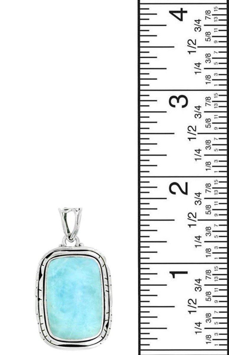 Larimar Solid 925 Sterling Silver Pendant Necklace with 18" Chain - YoTreasure
