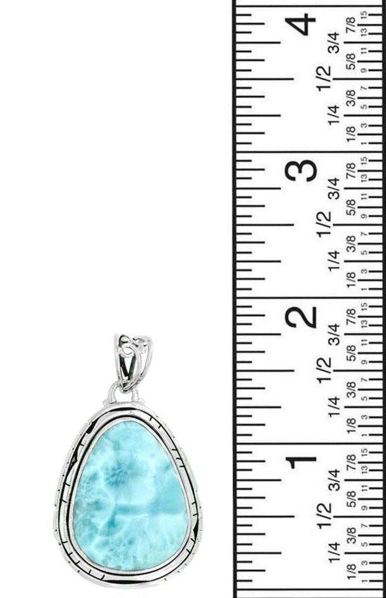 Natural Larimar Gemstone Pendant Jewelry Solid 925 Sterling Silver Long Chain Necklace Gift, 18" - YoTreasure