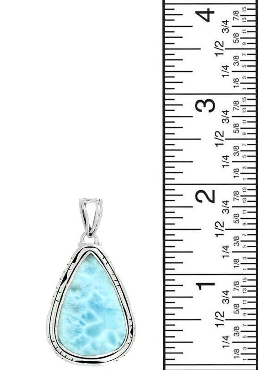 Natural Larimar Gemstone Pendant 925 Sterling Silver Women Chain Necklace Designer Jewelry, 18" - YoTreasure
