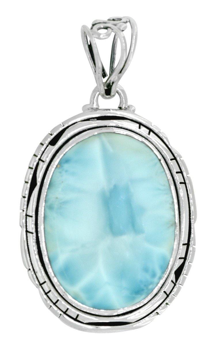 Natural Larimar Gemstone Pendant .925 Sterling Silver Fashion Women Chain Necklace Jewelry Gift, 18" - YoTreasure