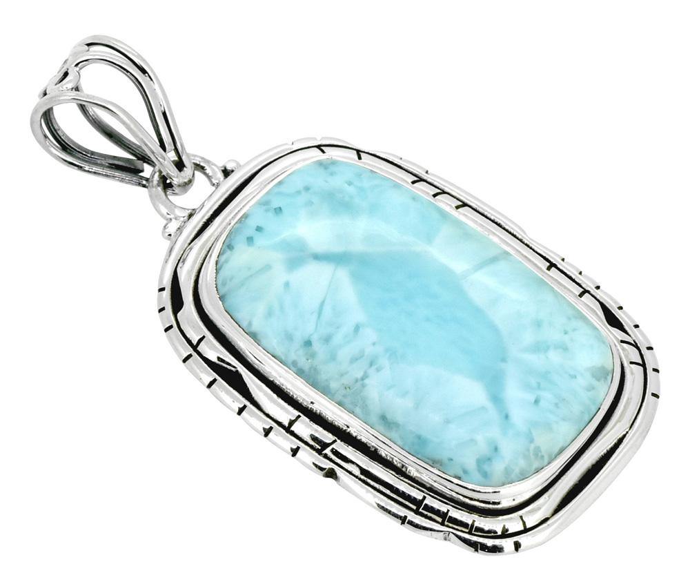 925 Sterling Silver Natural Larimar Pendant Chain Necklace Jewelry, 18" Perfect Gifts for Women on Christmas - YoTreasure