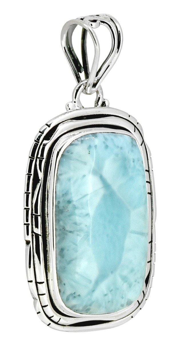 925 Sterling Silver Natural Larimar Pendant Chain Necklace Jewelry, 18" Perfect Gifts for Women on Christmas - YoTreasure