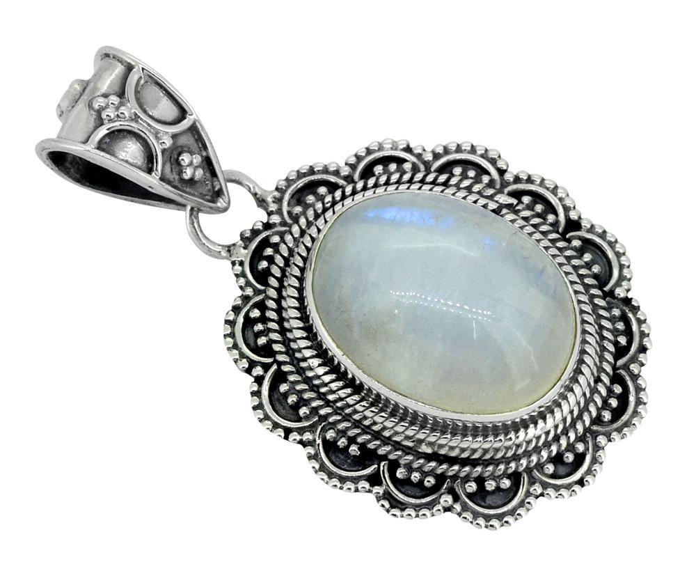 Moonstone Pendant 925 Sterling Silver Chain Necklace,18" - YoTreasure