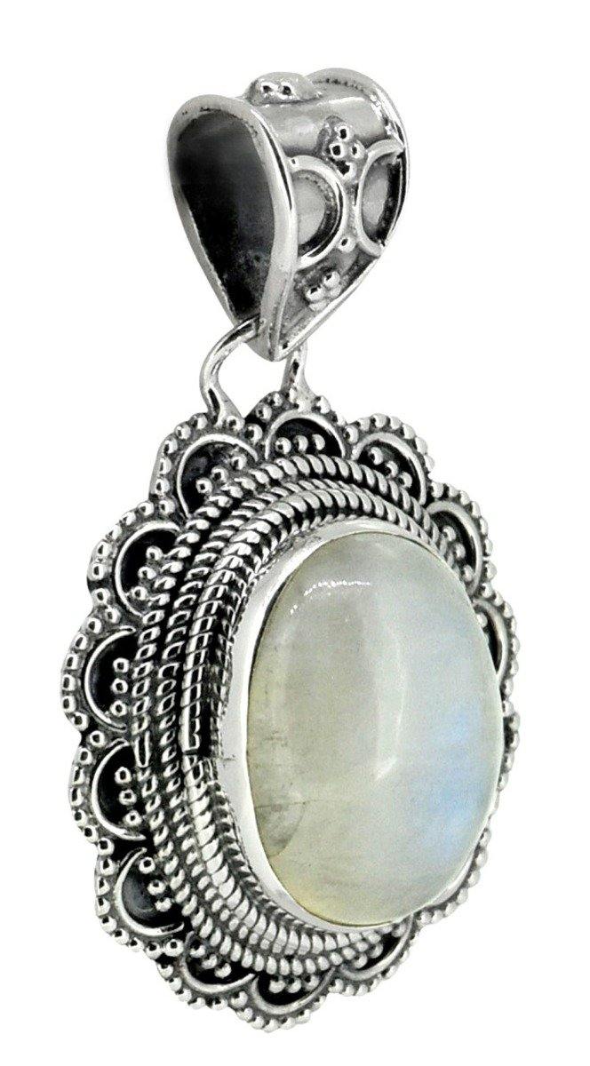 Moonstone Pendant 925 Sterling Silver Chain Necklace,18" - YoTreasure