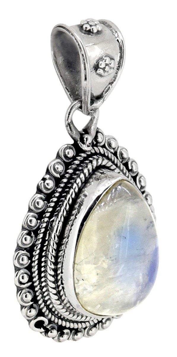 Moonstone Pendant Solid 925 Sterling Silver Chain Necklace,18" - YoTreasure
