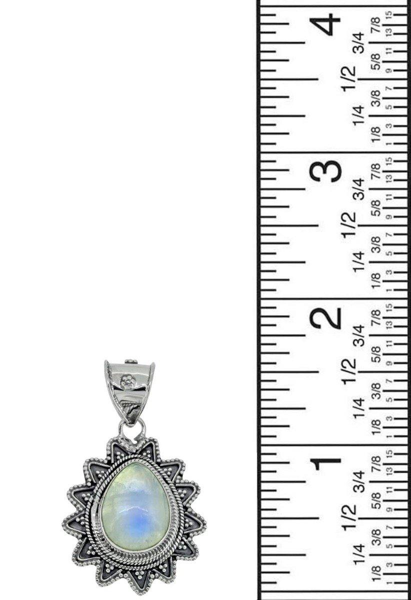 Moonstone Solid 925 Sterling Silver Designer Pendant,18" - YoTreasure