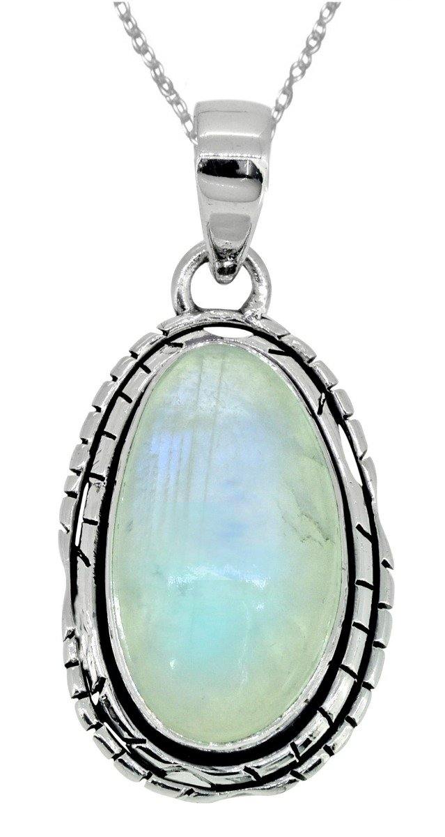Moonstone Solid 925 Sterling Silver Pendant Jewelry,18" - YoTreasure