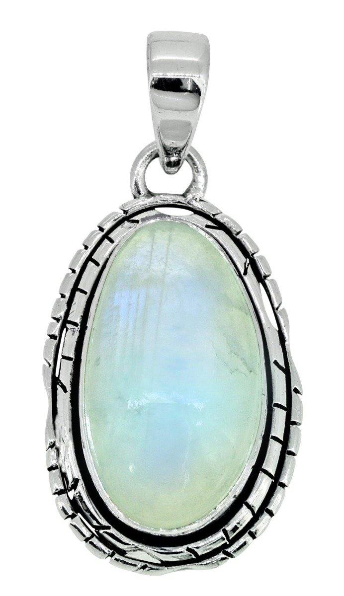 Moonstone Solid 925 Sterling Silver Pendant Jewelry,18" - YoTreasure
