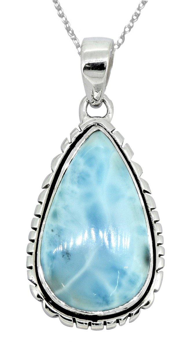 Larimar Solid 925 Sterling Silver Gemstone Pendant Necklace - YoTreasure