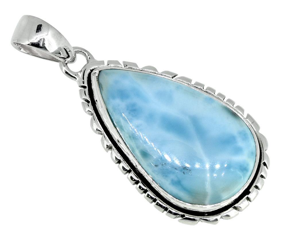 Larimar Solid 925 Sterling Silver Gemstone Pendant Necklace - YoTreasure