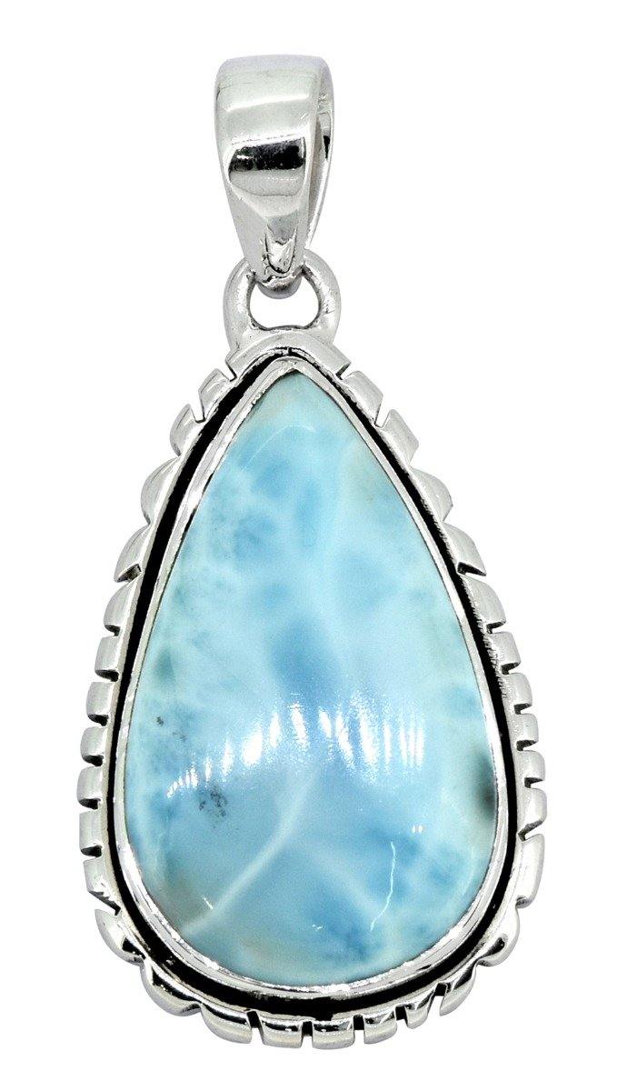 Larimar Solid 925 Sterling Silver Gemstone Pendant Necklace - YoTreasure