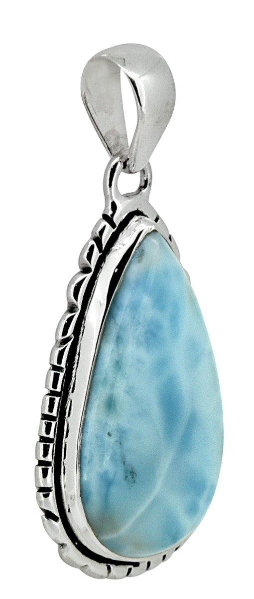 Larimar Solid 925 Sterling Silver Gemstone Pendant Necklace - YoTreasure