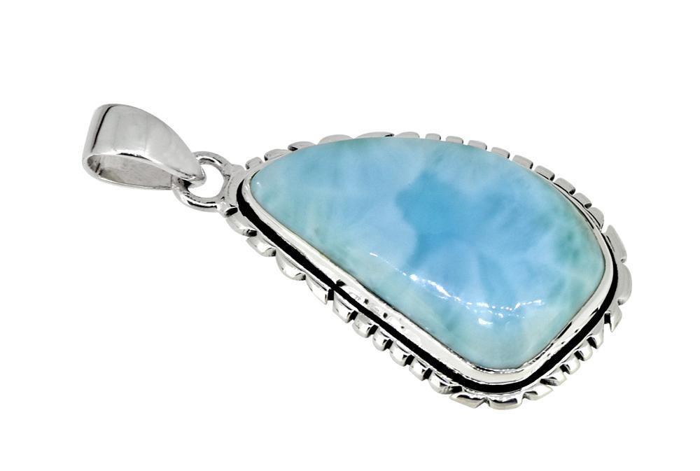 Larimar Solid 925 Sterling Silver Gemstone Pendant Necklace - YoTreasure
