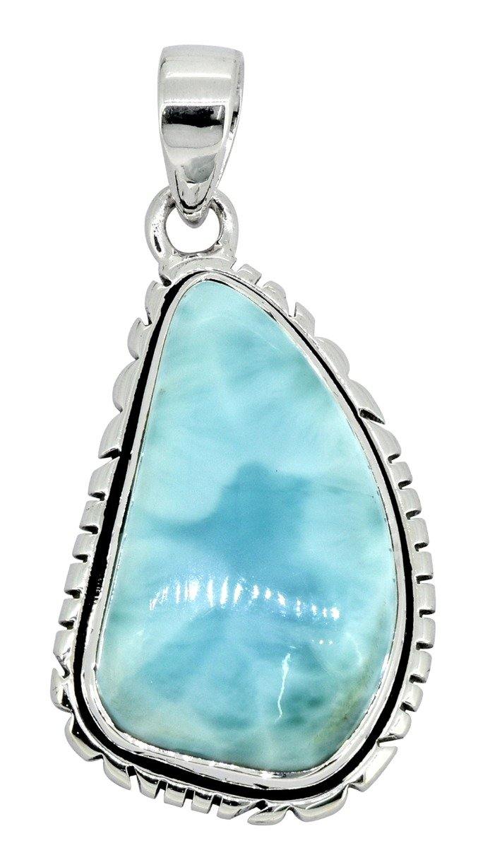 Larimar Solid 925 Sterling Silver Gemstone Pendant Necklace - YoTreasure