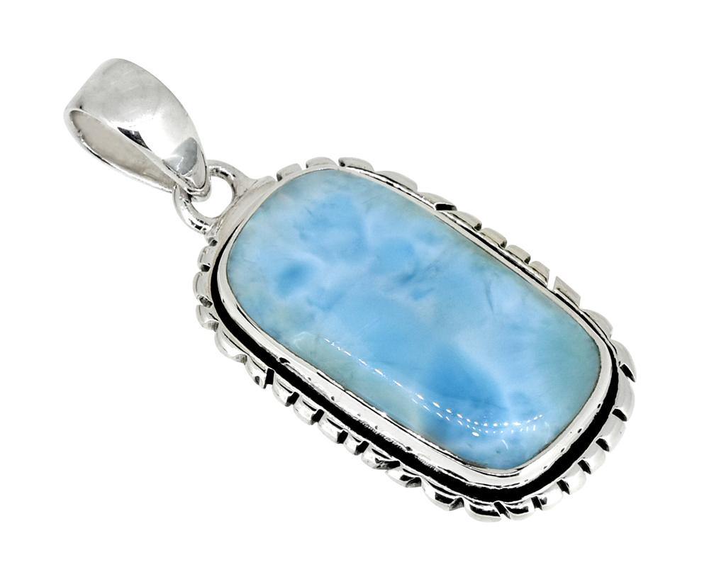 Larimar Solid 925 Sterling Silver Gemstone Pendant Necklace - YoTreasure