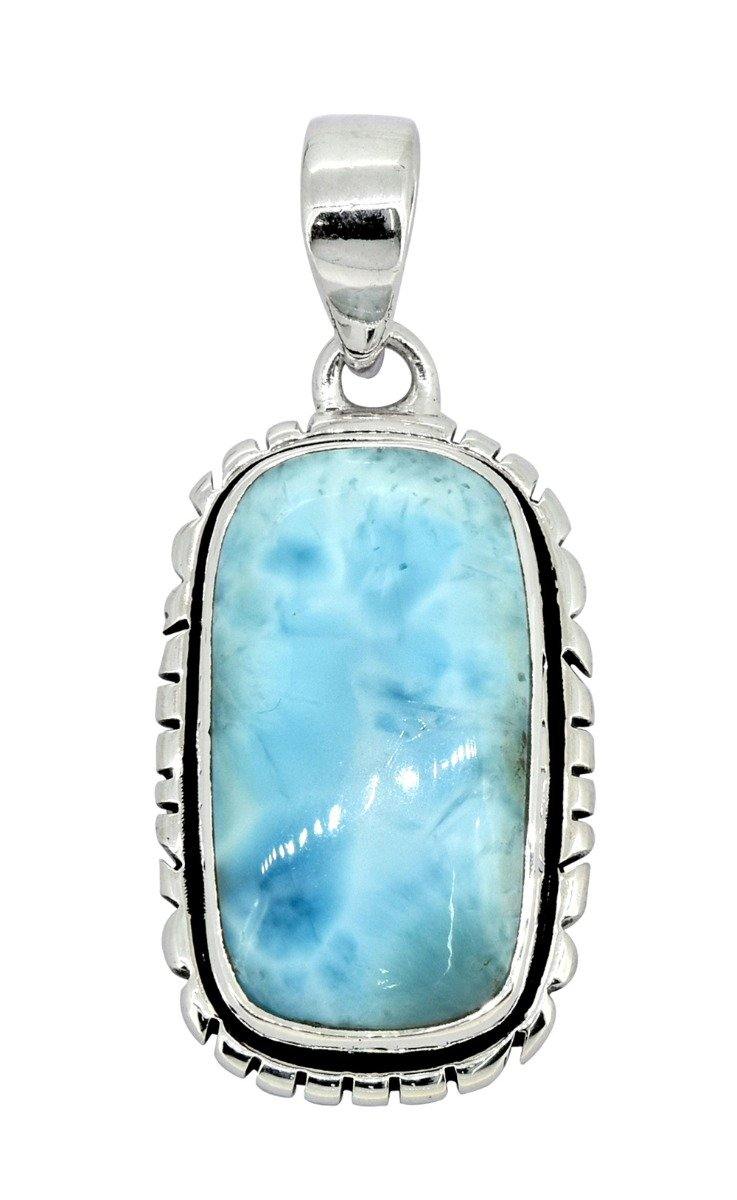 Larimar Solid 925 Sterling Silver Gemstone Pendant Necklace - YoTreasure