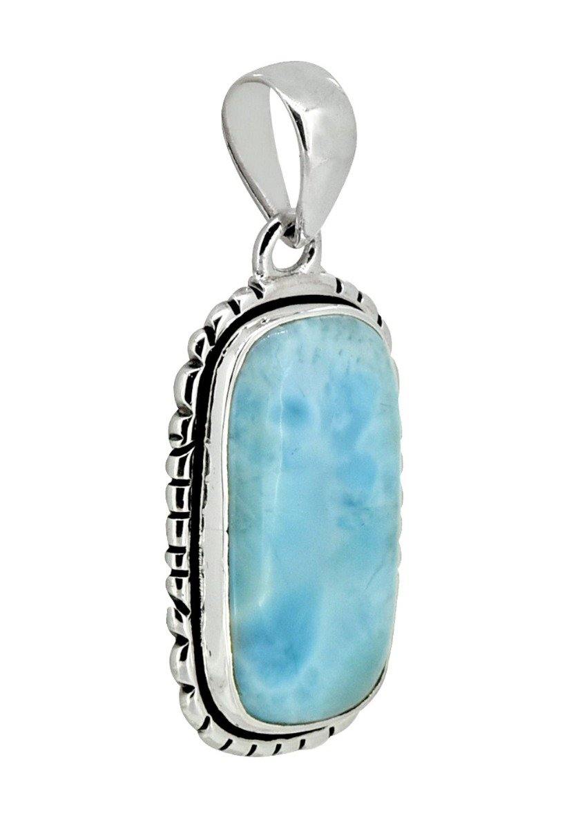 Larimar Solid 925 Sterling Silver Gemstone Pendant Necklace - YoTreasure
