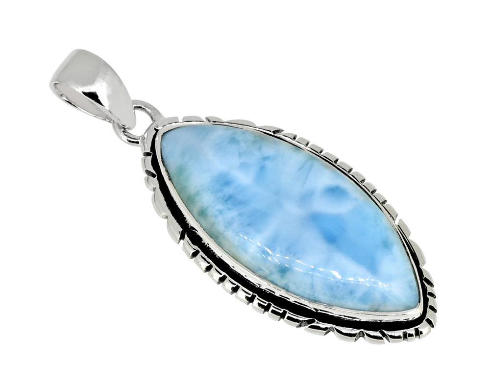 Larimar Solid 925 Sterling Silver Gemstone Pendant Necklace - YoTreasure
