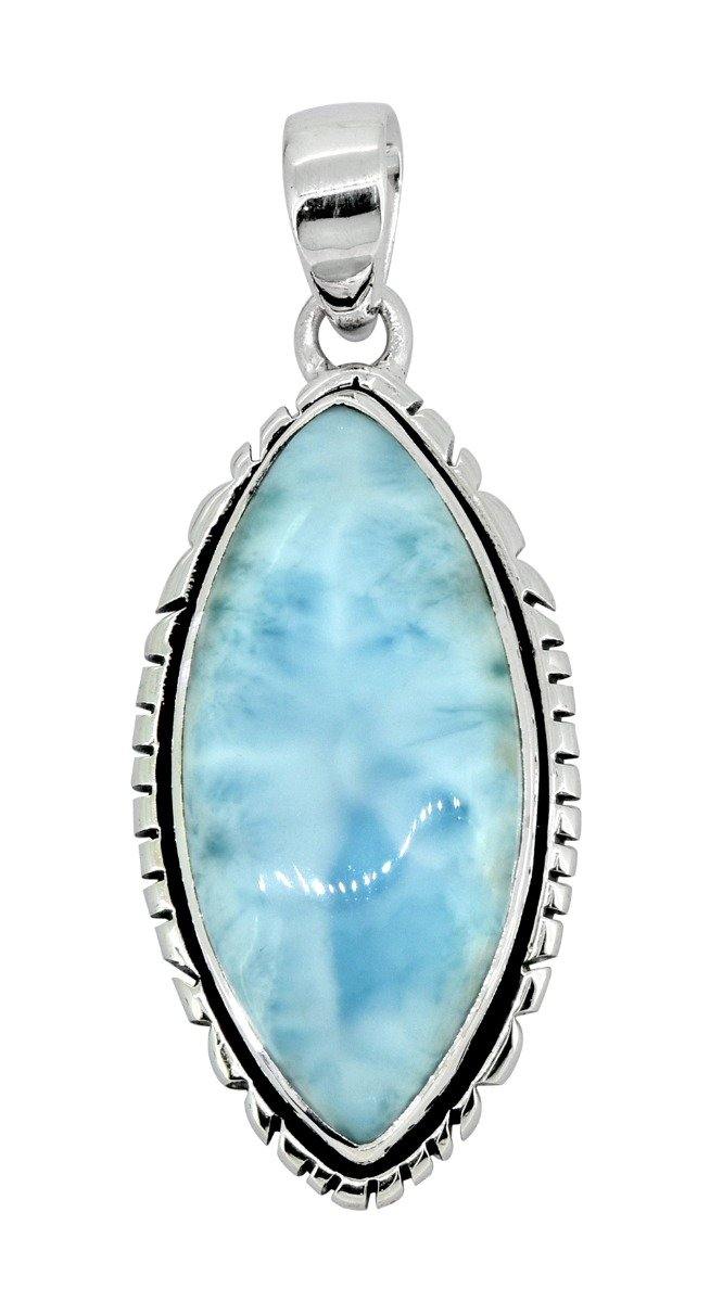 Larimar Solid 925 Sterling Silver Gemstone Pendant Necklace - YoTreasure