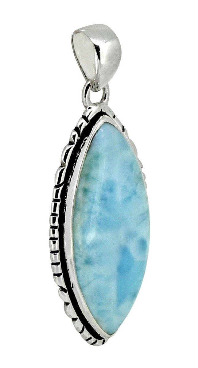Larimar Solid 925 Sterling Silver Gemstone Pendant Necklace - YoTreasure