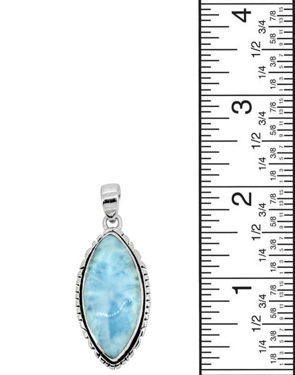 Larimar Solid 925 Sterling Silver Gemstone Pendant Necklace - YoTreasure