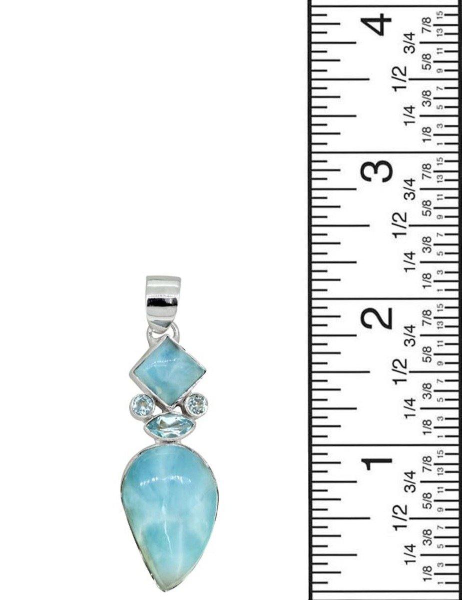 Larimar Blue Topaz Solid 925 Sterling Silver Pendant Necklace - YoTreasure