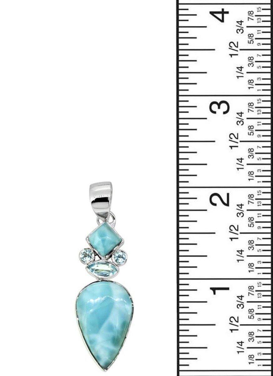 Larimar Blue Topaz Solid 925 Sterling Silver Pendant Necklace - YoTreasure
