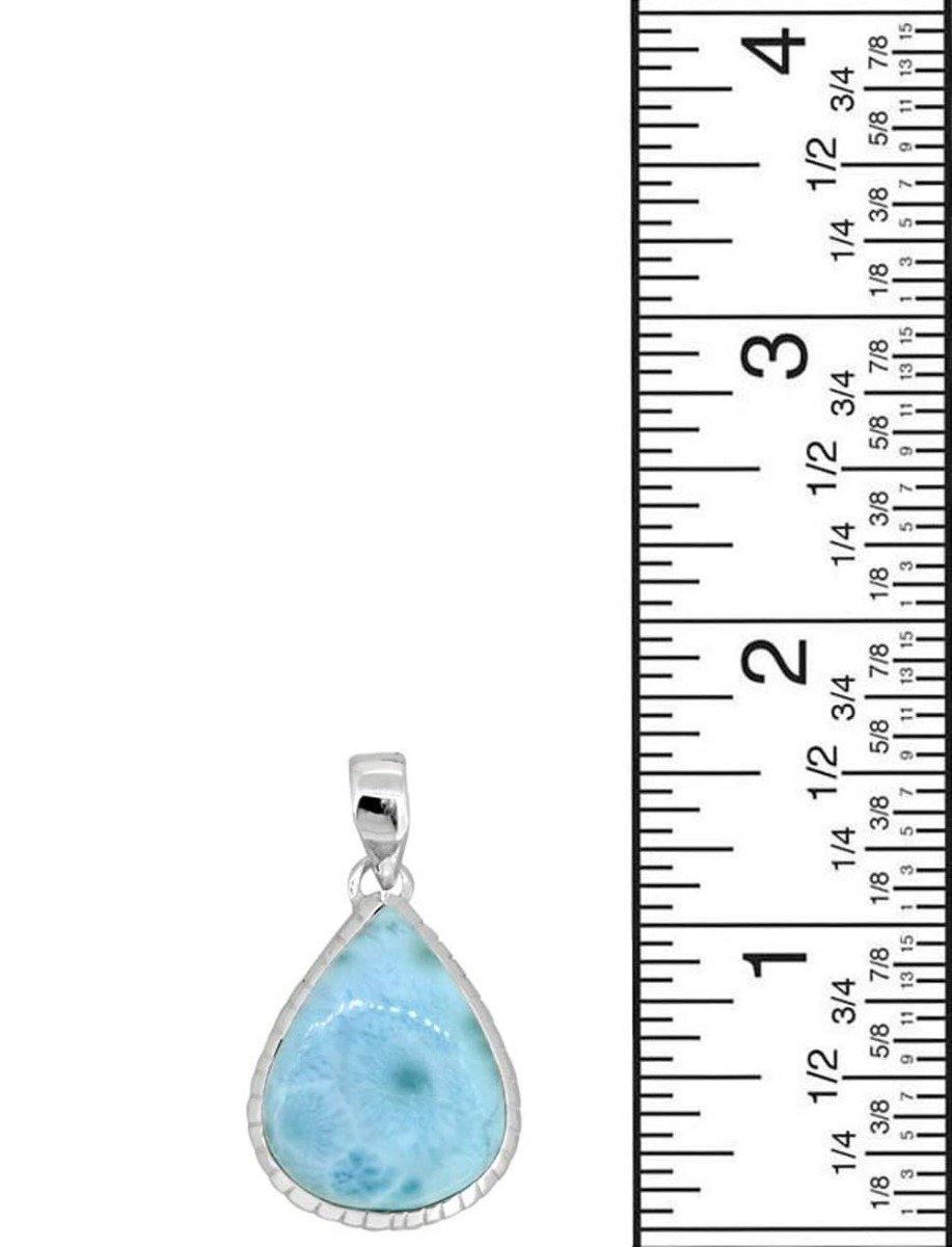 Natural Larimar Solid 925 Sterling Silver Pendant 1 3/4" - YoTreasure