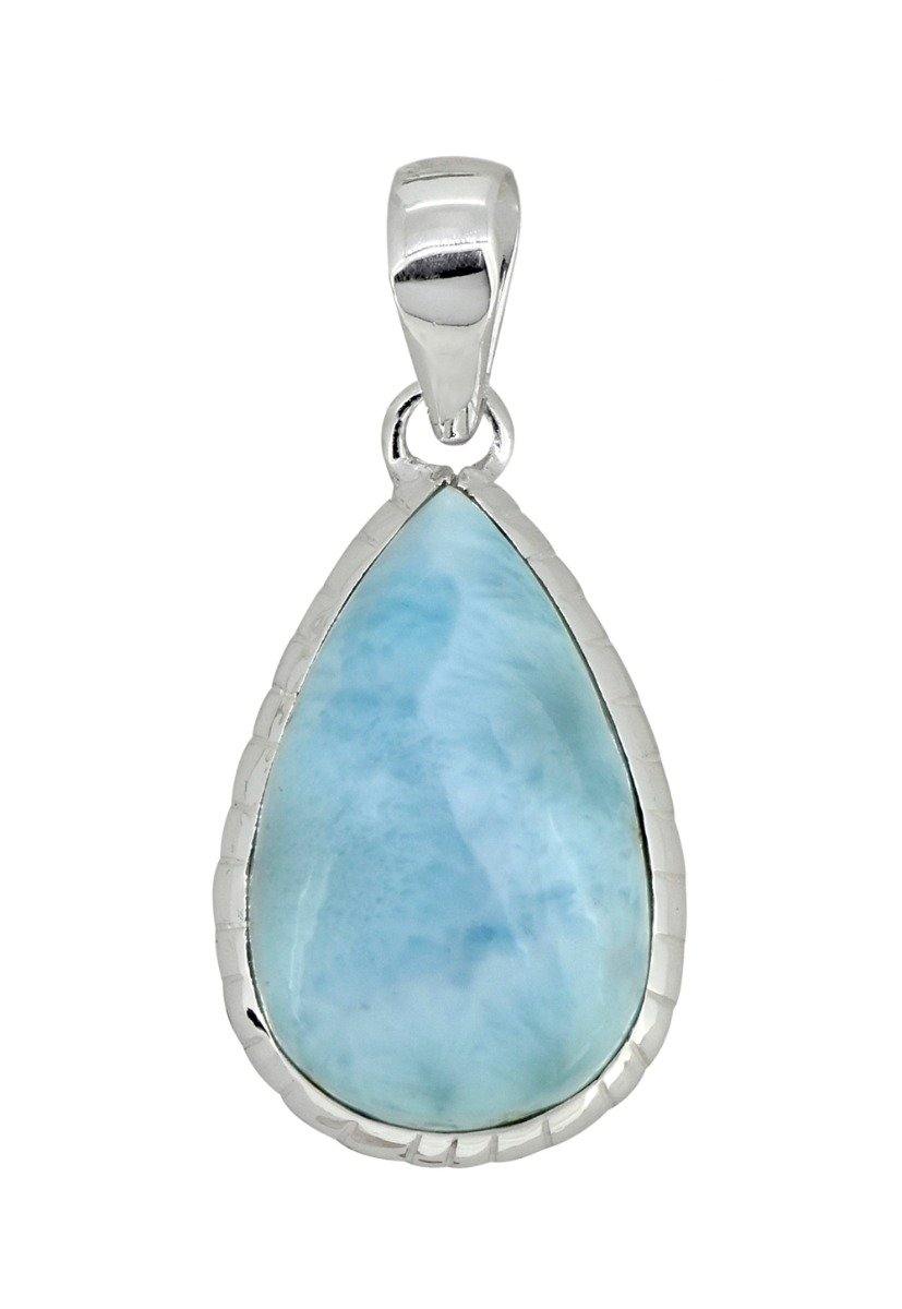 Natural Larimar Solid 925 Sterling Silver Pendant 1 3/4" - YoTreasure