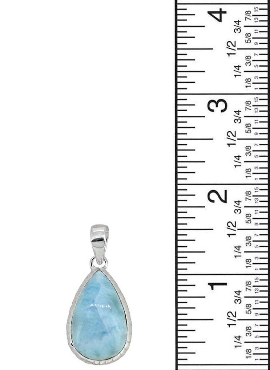 Natural Larimar Solid 925 Sterling Silver Pendant 1 3/4" - YoTreasure