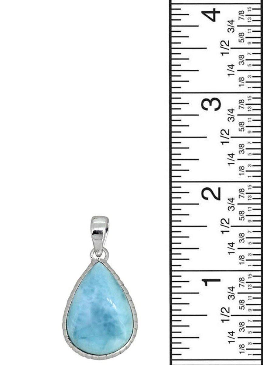 Natural Larimar Solid 925 Sterling Silver Pendant 1 3/4" - YoTreasure