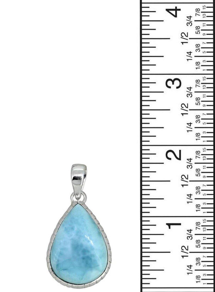 Natural Larimar Solid 925 Sterling Silver Pendant 1 3/4" - YoTreasure