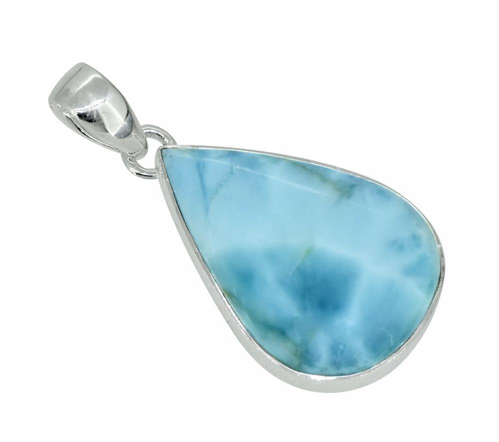 Natural Larimar Solid 925 Sterling Silver Pendant 1 3/4" - YoTreasure