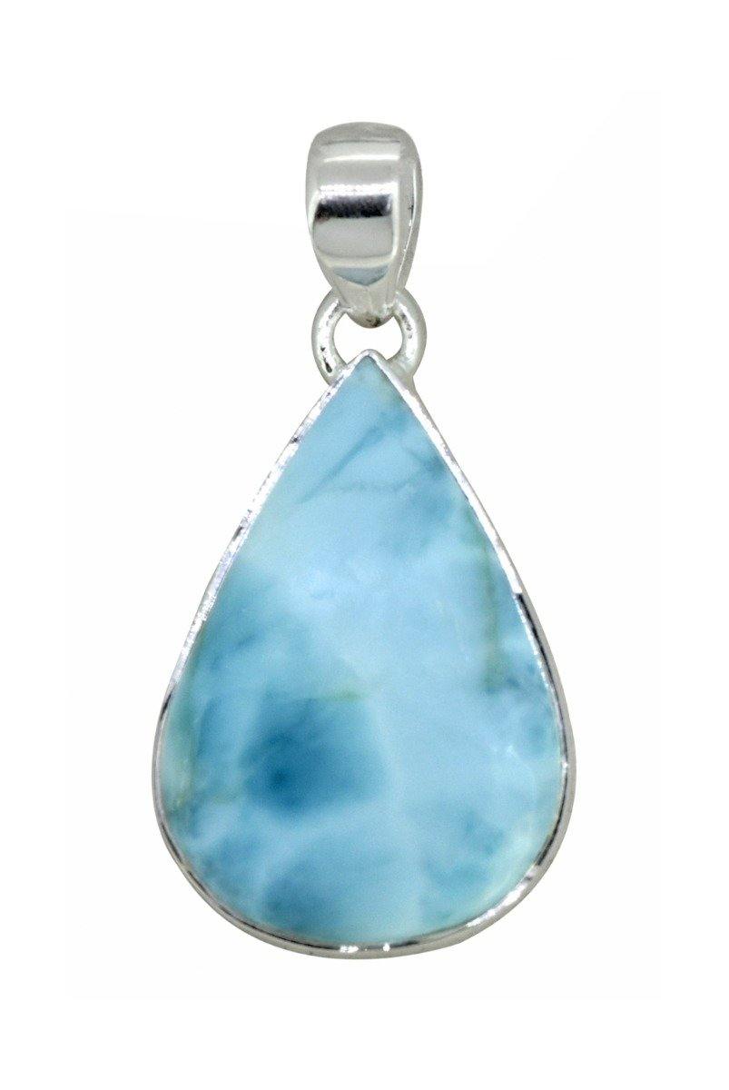 Natural Larimar Solid 925 Sterling Silver Pendant 1 3/4" - YoTreasure