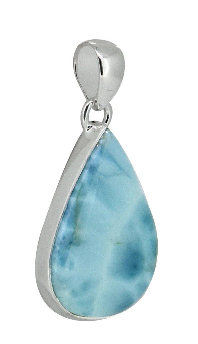 Natural Larimar Solid 925 Sterling Silver Pendant 1 3/4" - YoTreasure