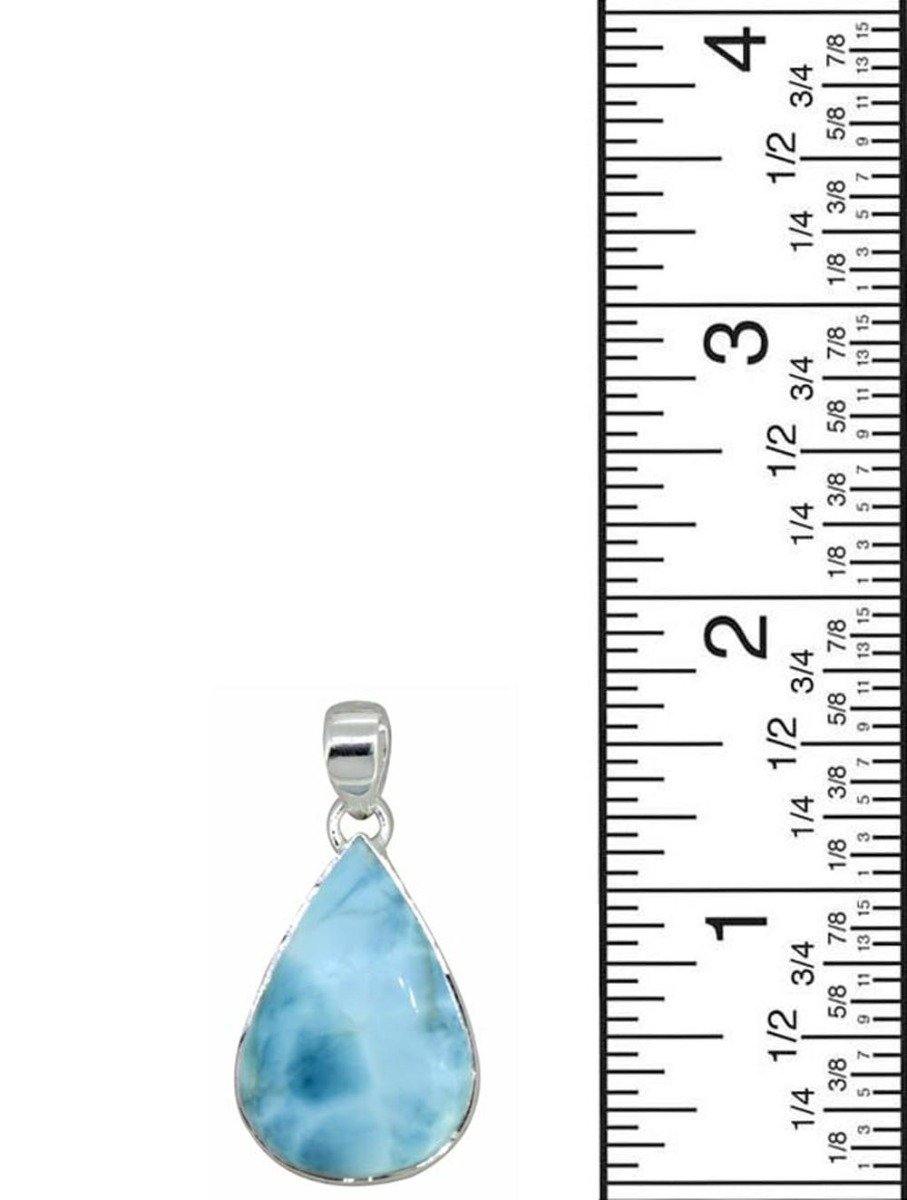 Natural Larimar Solid 925 Sterling Silver Pendant 1 3/4" - YoTreasure
