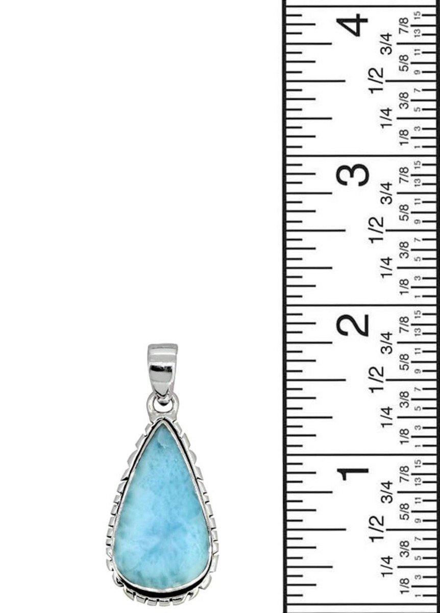 Natural Larimar Solid 925 Sterling Silver Pendant 1 3/4" - YoTreasure