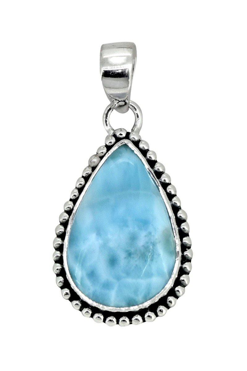 Natural Larimar Solid 925 Sterling Silver Pendant 1 3/4" - YoTreasure