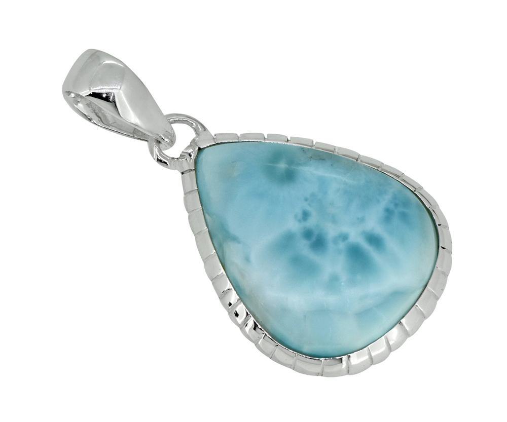 Larimar Solid 925 Sterling Silver Pendant 1 3/4" - YoTreasure