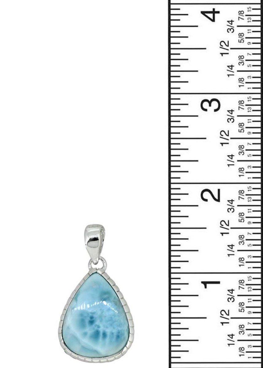 Larimar Solid 925 Sterling Silver Pendant 1 3/4" - YoTreasure