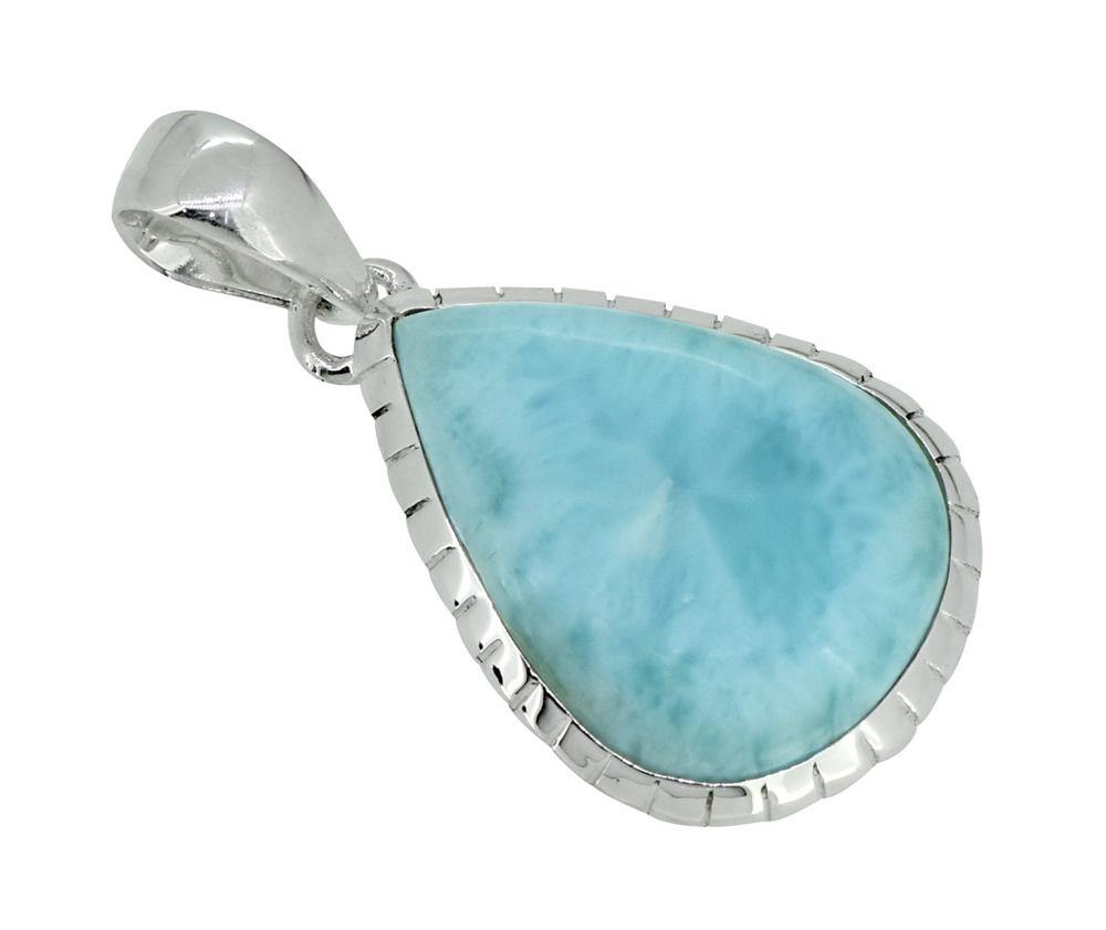 Larimar Solid 925 Sterling Silver Pendant 1 1/2" - YoTreasure