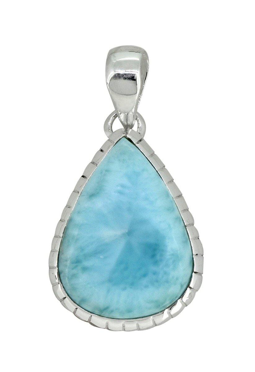 Larimar Solid 925 Sterling Silver Pendant 1 1/2" - YoTreasure
