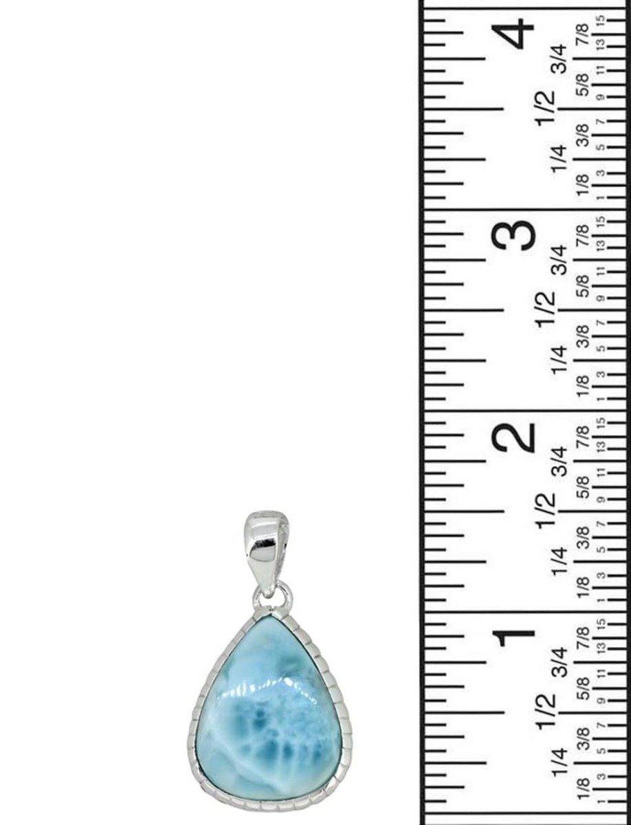 Larimar Solid 925 Sterling Silver Pendant 1 1/2" - YoTreasure