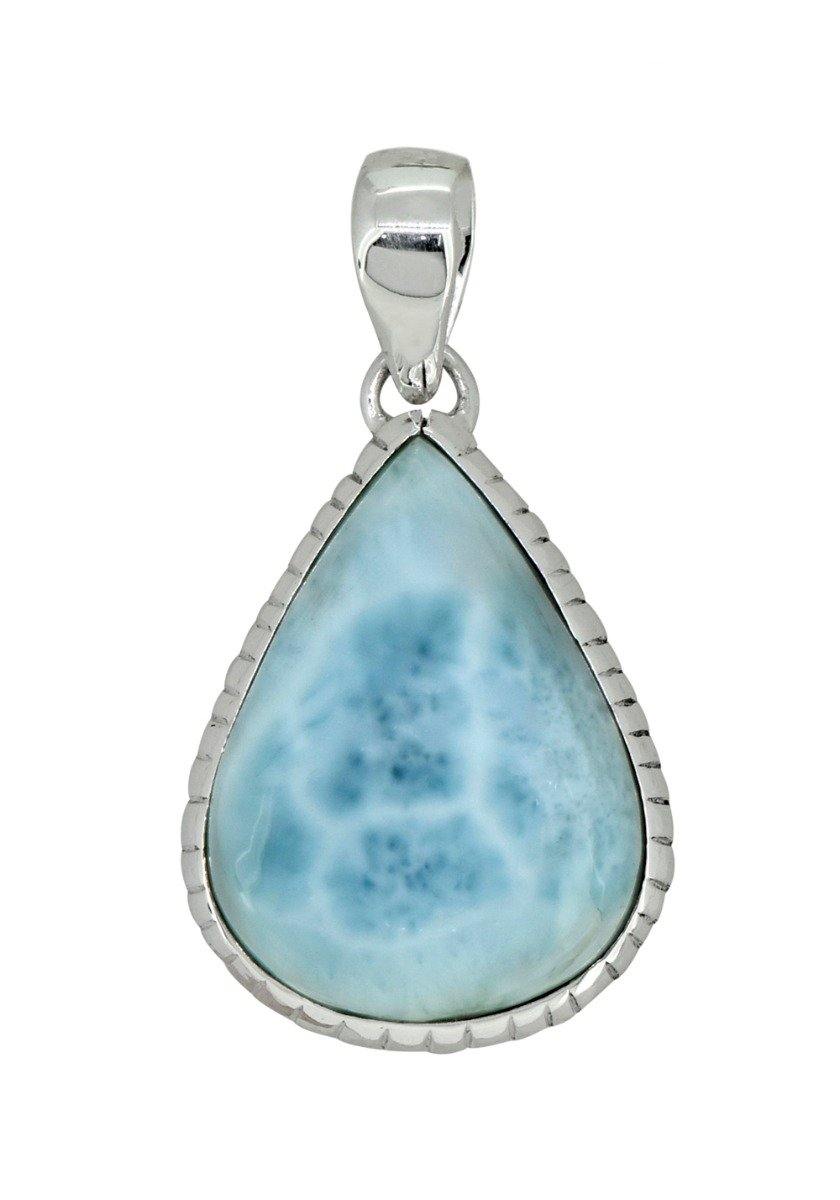 Natural Larimar Solid 925 Sterling Silver Pendant 1 3/4" - YoTreasure