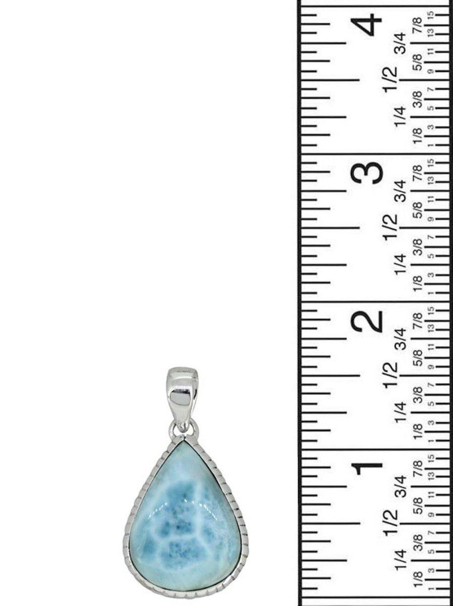 Natural Larimar Solid 925 Sterling Silver Pendant 1 3/4" - YoTreasure