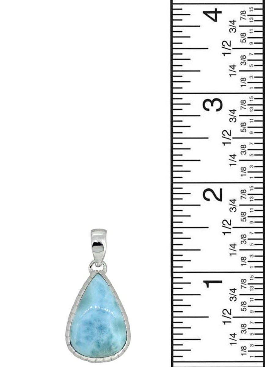 Natural Larimar Solid 925 Sterling Silver Pendant 1 3/4" - YoTreasure