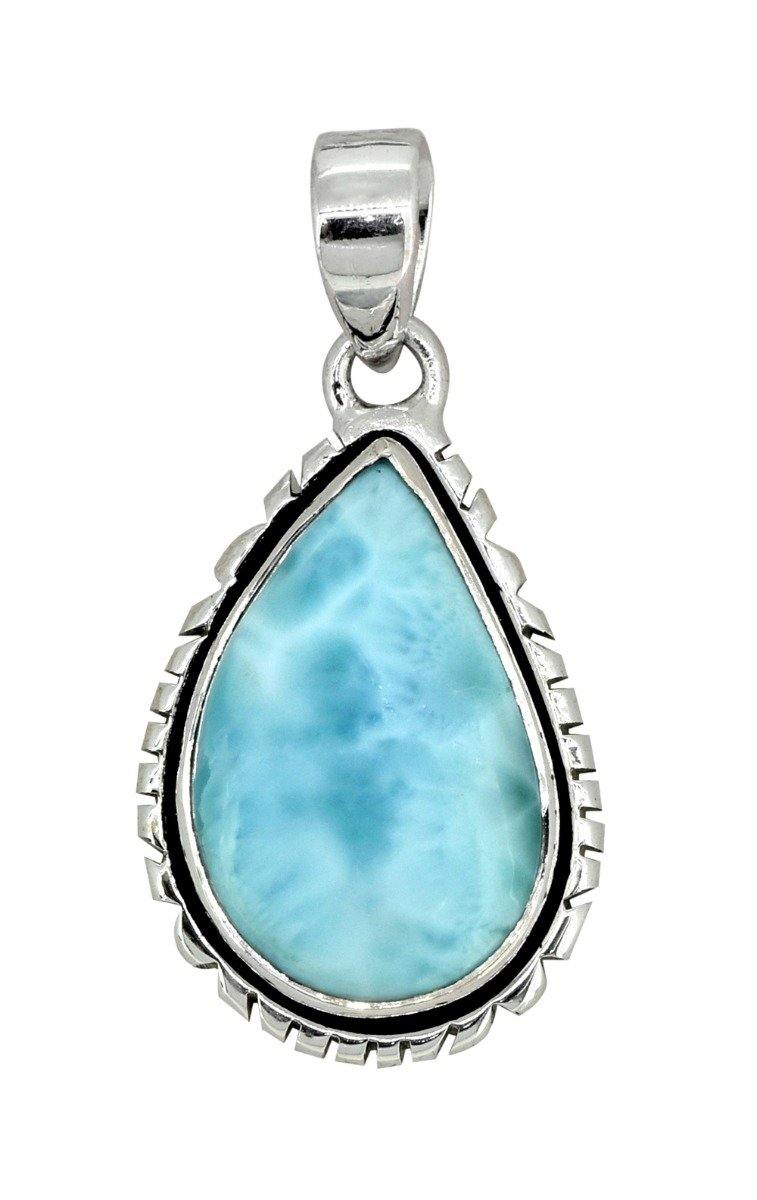 Natural Larimar Solid 925 Sterling Silver Pendant 1 3/4" - YoTreasure