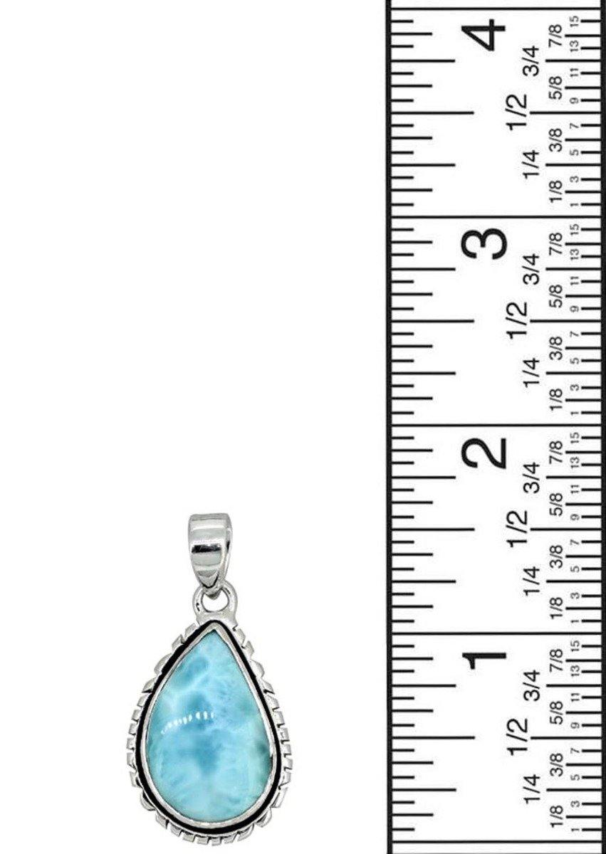 Natural Larimar Solid 925 Sterling Silver Pendant 1 3/4" - YoTreasure