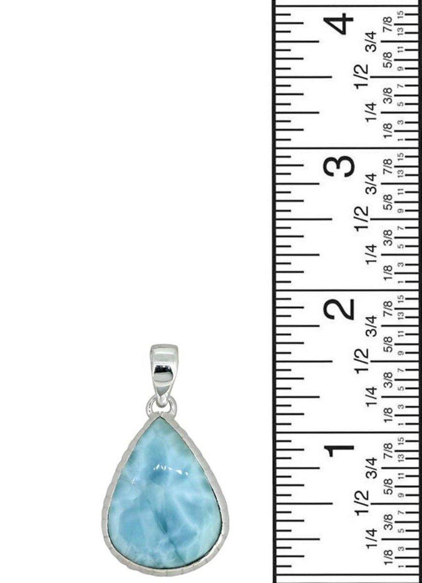 Natural Larimar Solid 925 Sterling Silver Pendant 1 3/4" - YoTreasure