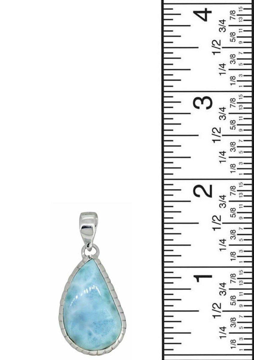 Natural Larimar Solid 925 Sterling Silver Pendant 1 3/4" - YoTreasure